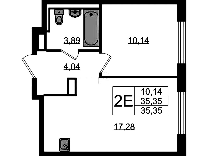 1-комнатная квартира 35.35 м², 2/12 эт., ЖК «Новые Лаврики»